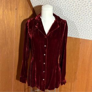 INC International Concepts Deep Red/ Burgundy Velvet Blouse Size 4